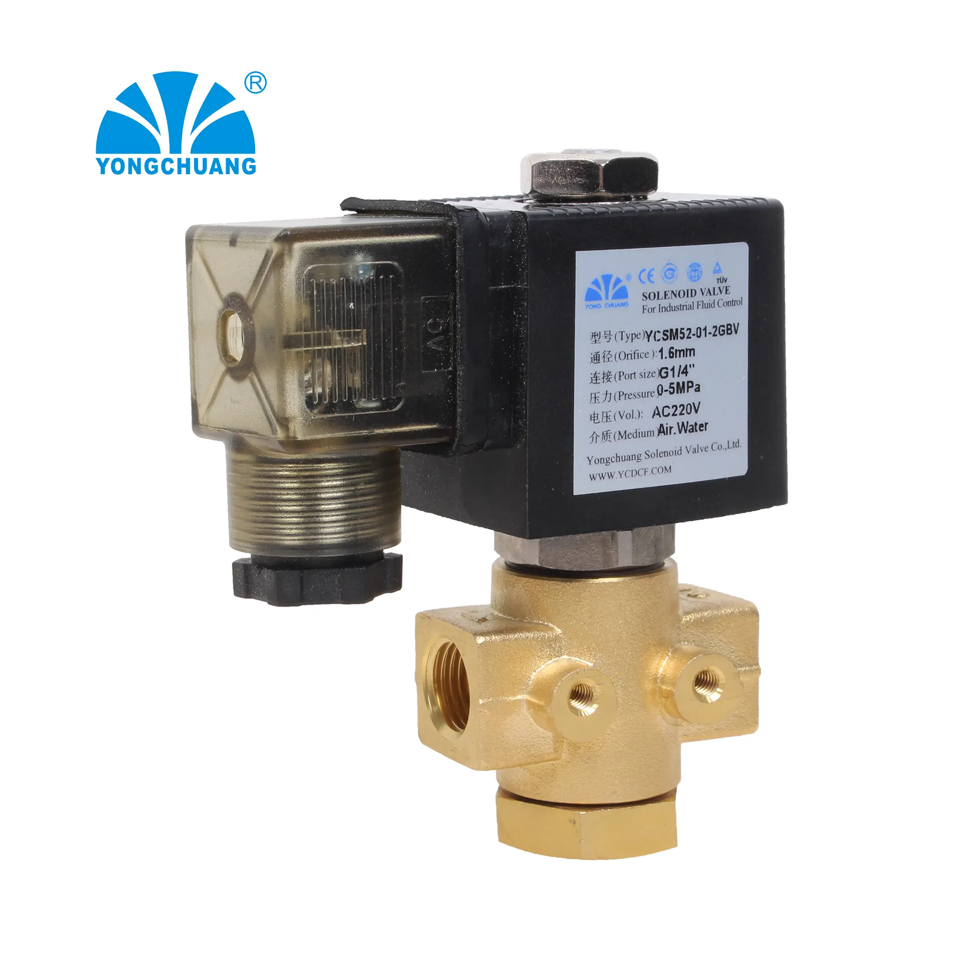 Yongchuang ycsm52 24VDC thường mở nén khí solenoid valve 40 Bar cho máy nén khí