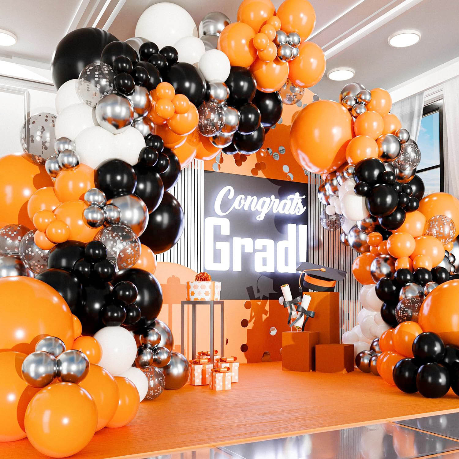 60 Pcs Blue & Orange Latex Balloons + 6 Foil Balloons - Dark/Light Blue, Orange, Pastel, White, Confetti For Party Decor - View #11