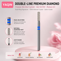 Foret à ongles en diamant naturel de précision Yaqin haut de gamme, cylindre à tête plate de 3/32 po (2 mm), pour les spécialistes en manucure russe
