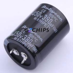 ตัวเก็บประจุแบบอิเล็กโทรไลต์อะลูมิเนียมแบบ Snap-in รุ่น 450MXH390MEFCSN30X40 ชนิด Through hole (THT) ขนาด D30xL40 มม. 390uF 20% 450V ขา 10 มม. - Product Image 1