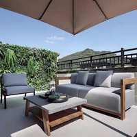 Juego de Sofás de Teca para Exteriores de Estilo Nórdico Moderno, Muebles de Lujo para Exteriores de Hotel, Sofá de Patio, Sillón de Jardín, Fabricante