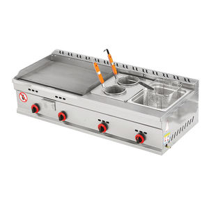Gas Teppanyaki Double <b>Fryer</b> All In One Multi Function Frying Equipment For Restaurant Street Snack Business - Product Image 1