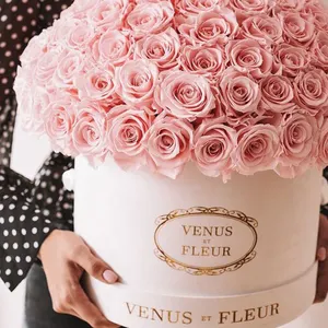 Luxe Cajas Couleur Rosa Papier Boîtes Redondas Flores Caja Rosas, Boîte de Cadeau de Fleurs Pour Mariage Fête