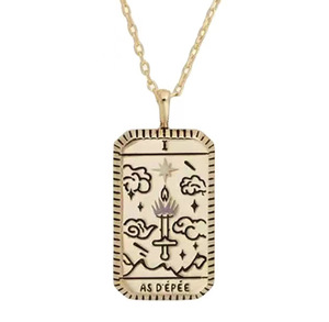 Nuevo Collar con Colgante de Carta del Tarot, Colgante de Pintura al Óleo Conmemorativa Étnica Retro de Moda, Estilo Étnico - Product Image 4