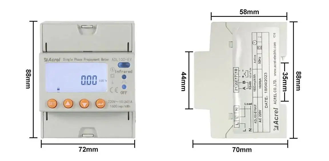 ADL100-EYNK Compteur d'électricité prépayé intelligent en option 4G WIFI Compteur d'énergie monophasé/1 phase Kwh avec télécommande