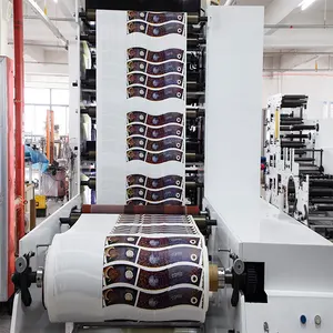 ماكينة طباعة فلكسو على أشكال أكواب ورقية وملصقات لاصقة مكونة من 2 4 5 6 ألوان بسعر منخفض