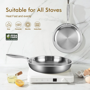 Không dính triply 304 thép không gỉ Frying Pan nhà bếp lai 18/10 thép không gỉ nấu ăn Fry Pan Skillet đặt cho nhà bếp - Product Image 3