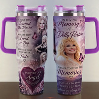 Cadeaux personnalisés sur mesure en acier inoxydable, gobelets commémoratifs Dolly Parton 1946-2026, avec poignée, couvercle, anti-fuite, double paroi sous vide