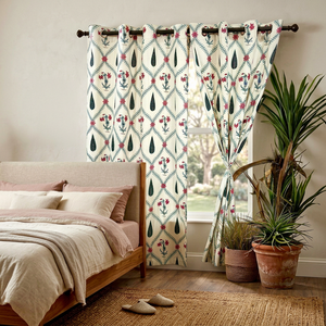 Rideaux Translucides de Luxe Personnalisés à Œillets, Imprimés à la Cotonnerie, en Coton Premium, pour une Décoration Élégante des Fenêtres du Salon et de la Chambre - Product Image 1