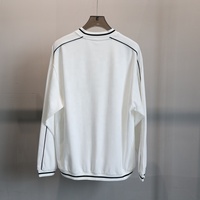 Sweatshirt Unisex V-Neck Grosir 85% Katun 15% Poliester Gaya Vintage Kampus Model Longgar Kasual