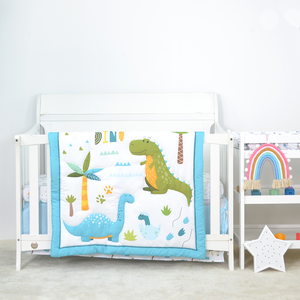 Parure de lit dinosaures, 100% coton, ensemble de literie pour bébé garçon, couette, drap de berceau et jupe de lit inclus - Product Image 6