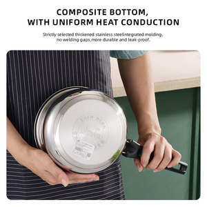 Casserole légère en acier 304, petite marmite à sauce pour cuisinière à gaz, corps en arc, cuiseur à soupe, finition miroir, chauffe-aliments pour bébé, vente en gros - Product Image 5