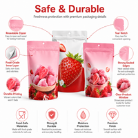 Bolsas de Mylar Reutilizables Coloridas a Prueba de Olores de 3.5G y 7G para Fruta Seca, Fresas y Snacks Congelados con Ventana Transparente e Impresión Digital