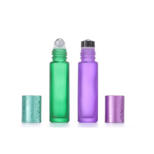 Bouteilles de parfum à bille givrées de 10ml rouleau en acier en verre vide rechargeable pour bouchon brossé à bille pour sérigraphie d'huiles essentielles - Product Image 5