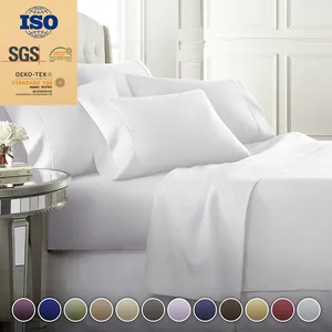 Factory Supply Poly Cotton White Bed Sheet And Fitted Sheet Bedding Set Hotel Supplies Bed Sheets