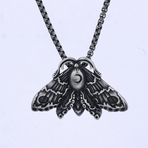 Bijoux vintage en acier inoxydable <span class=keywords><strong>mort</strong></span> crâne luna <span class=keywords><strong>papillon</strong></span> pendentif collier - Product Image 3