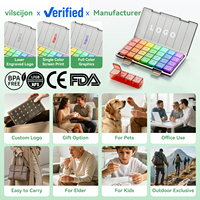Vilscion Organisateur de pilules hebdomadaire 7 jours 21/28 compartiments 3/4 prises par jour Boîte à médicaments portable en PP transparent et silicone détachable