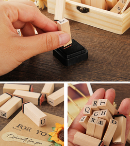 Juego de 36 Sellos de Madera con Letras del Alfabeto, Mini Sellos de Letras y Números para Manualidades, Tarjetas y Álbumes de Fotos - Product Image 4