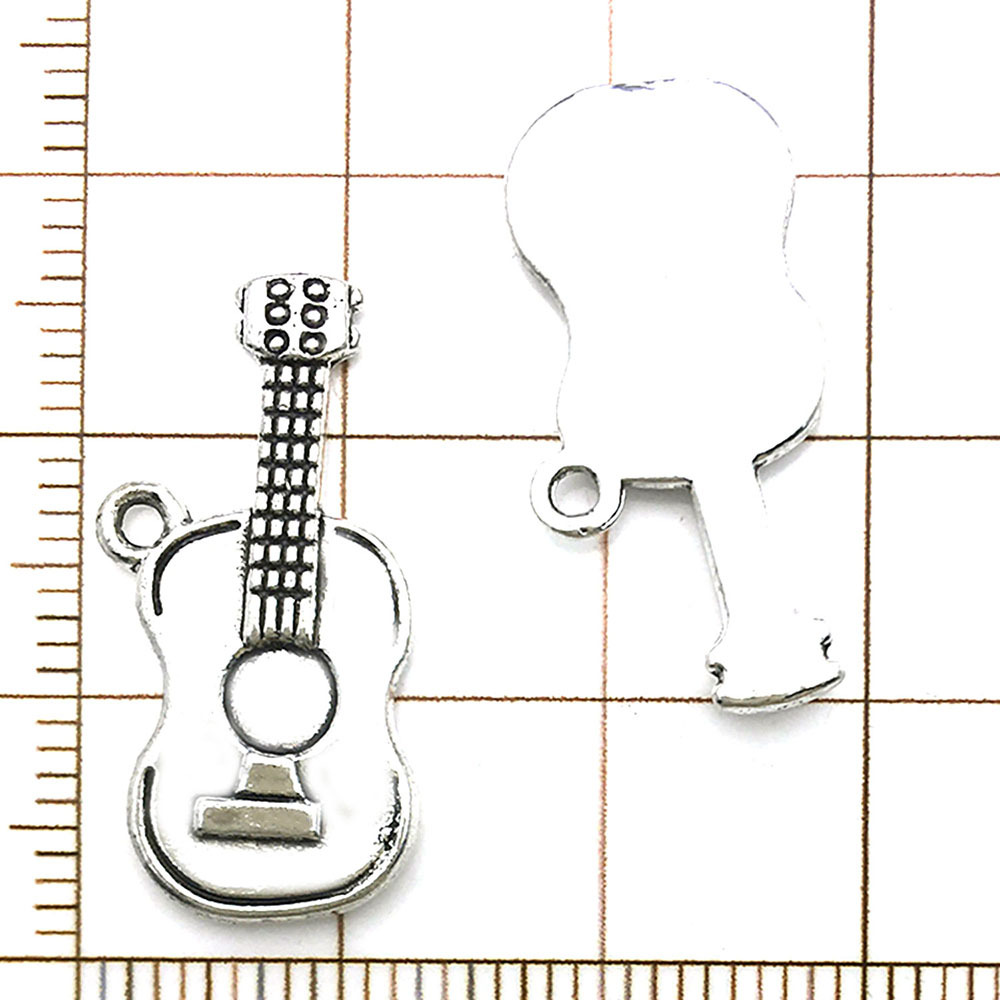 1 antique silver guitar - 1.8g - 15*25mm - 15757