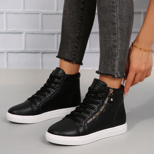 Chaussures à lacets avec semelle compensée courte, fermeture éclair, semelle imperméable, décontractée, chaudes, collection 2020 - Product Image 2