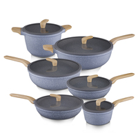 6 Buah Set Peralatan Masak Anti Lengket Panci dan Wajan Set Peralatan Masak Lapisan Batu Granit Anti Lengket Set Peralatan Masak Induksi Bebas PFOA