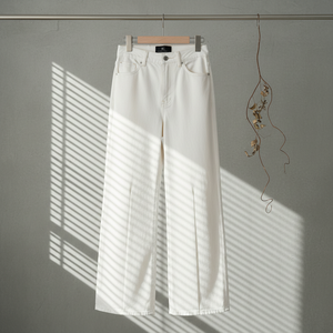 Vaqueros de <span class=keywords><strong>hombre</strong></span> de mezclilla lavada a la piedra, corte tridimensional, color <span class=keywords><strong>blanco</strong></span> puro, estilo urbano, rectos y holgados, para otoño y verano. - Product Image 3