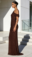Robe de soirée asymétrique de luxe pour femme, ornée de strass, coupe ajustée, longue, sexy, plissée, haute qualité, très vendue
