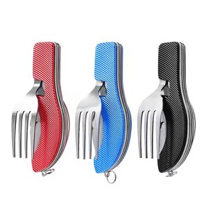 <span class=keywords><strong>Set</strong></span> forchetta con coltello pieghevole in acciaio inossidabile per attrezzatura da viaggio da campeggio - Product Image 1