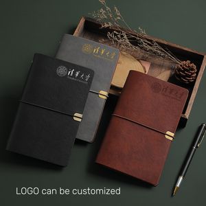 Vente en gros A6 couverture en cuir antique cahier à feuilles mobiles avec sangle rétro Art personnalisable Journal en cuir Journal fournitures scolaires - Product Image 4