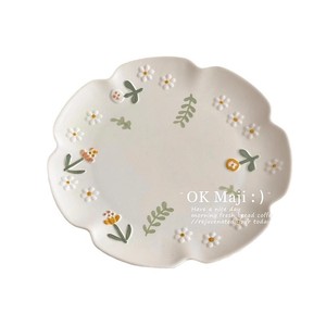 <b>Ceramic</b> <b>Plate</b> Round Flower Pattern For Dessert Fruit Serving Party Use - Product Image 1