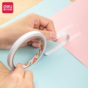 Deli Double Sided Adhesive Tape 9mm White Hot Melt Paper 2 Roll Set Strong Adhesion For Office Craft Use - Product Image 1