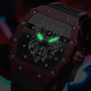 Orologio da uomo Binbond 8577 B8577 alla moda con quadrante tonneau, cinturino in silicone, movimento al quarzo, impermeabile, luminoso, con datario e luce notturna. - Product Image 5
