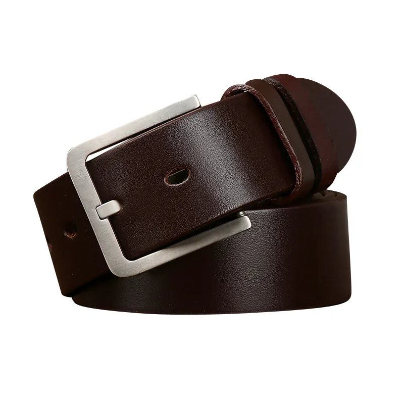 High-end light luxury anti-allergy dye-through business belt men's leather pure titanium buckle layer cowhide formal waistband