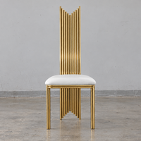 Chaise de banquet de mariage en acier inoxydable doré à dossier grillagé et pieds droits, vente en gros