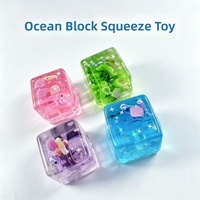 Nouveau cube décoratif 3D de la série Océan de 3,5 cm, jouet anti-stress souple à rebond lent, cube d'eau souple