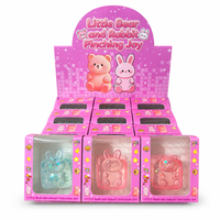 Balle sensorielle souple à presser, à remontée lente, en forme de lapin ou d'ours, remplie de vaseline pétrolière, avec paillettes transparentes en forme de cube, pour le jeu sur le bureau