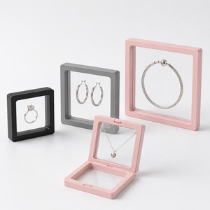 Custom Colorful Transparent Rectangle Square Jewelry Display <b>Box</b> PE Folding Case Ring <b>Earring</b> Necklace Storage Packaging Retail - Product Image 3