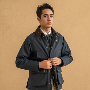 Blouson Bomber Rétro Britannique pour <span class=keywords><strong>Homme</strong></span>, sans cire, Automne, Vintage, à col montant, BBR, pour l'extérieur, avec revêtement Rushwork, de chasse, réversible, en tissu peigné - Product Image 5