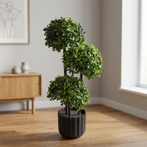 Plante artificielle en buis triple boule avec pot décoratif, vente en gros, plante artificielle d'intérieur - Product Image 3