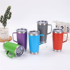 Gobelet à café en métal avec couvercle coulissant, compatible lave-vaisselle, 20 oz, en acier inoxydable, avec poignée, cadeau pour hommes et femmes ASM26 - Product Image 4