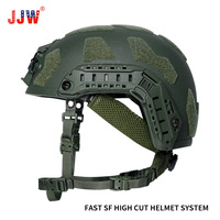 JJW FAST SF Casque de protection de la tête tactique à coupe haute Casque Uhmwpe/Aramide/Kevla