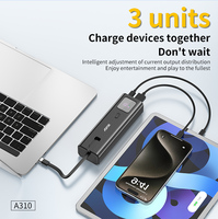 Batterie externe pour ordinateur portable A310 100W, 10000mAh, ultra-mince, étanche, avec câble USB-C intégré, chargeur rapide PD, chargeur portable