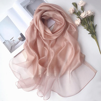 Châle de protection solaire en soie de mûrier brodé or massif, style vintage coréen, pour femme, long, toutes saisons, printemps, automne, été