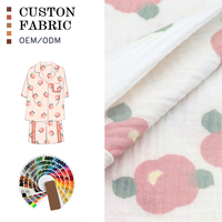 Tissu mousseline 100 coton impression de fleurs double gaze doux tissu de vêtement de pyjama pour enfants