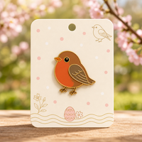 Broche et épingles de revers en métal, motif Robin mignon, finition dorée printanière, émail souple personnalisé, vente en gros, usine OEM