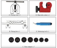 45 °   Kit d'outils de double évasement, 7 adaptateurs avec coupe-tube et ébavureur 45 °   Outil de soudure à simple et double évasement avec 7 adaptateurs