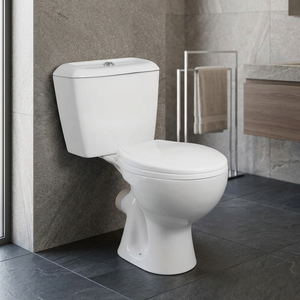 Inodoro de Cerámica de Dos Piezas de Alta Calidad, Estilo Italiano, Montado en el Suelo, Acabado Brillante, para Baño - Product Image 1