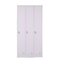 Casier industriel en acier à 3 portes, autoportant, pour salle de sport, école, bureau, vêtements, avec serrure à clé