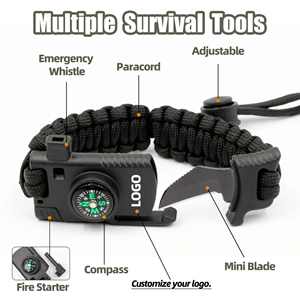 <span class=keywords><strong>Bracelet</strong></span> de survie tactique multifonction réglable Baiyuheng avec clip pour bouteille et logo personnalisé, robuste pour l'extérieur - Product Image 2