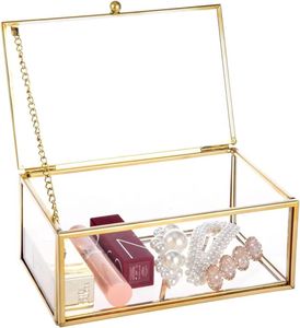 กล่องเครื่องประดับแก้วใสขนาดเล็กขนาดกลางขนาดใหญ่กล่องทองพร้อมฝาแก้วพิมพ์โลโก้สีทองสั่งได้ตามต้องการ - Product Image 5